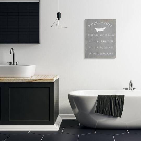 Stupell Industries Countryside Bathroom Rules Sign with Claw Bath Canvas Wall Art